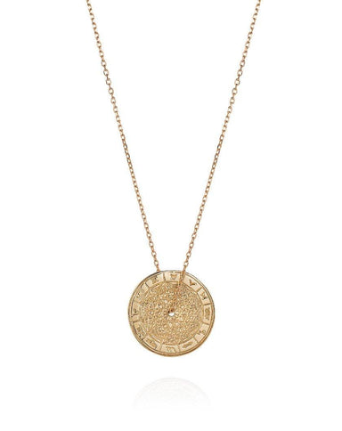 Zodiac Wheel Coin Necklace - Laura Lee - Yellow Gold 
